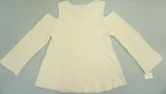 Style & Co. Woman Warm Ivory Romantic Charm Cold Shoulder Sweater