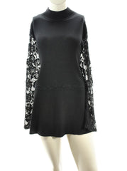 INC International Concepts Plus Size Lace Peplum Sweater in Deep Black