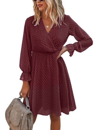 Supreme Fashion Swiss Dot Surplice Dress size S
