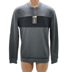 Alfani Charcoal Striped Quarter Zip Pullover Medium