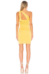 Lovers + Friends Lillian Self-tie One Shoulder Mini Dress in Blossom Yellow - S