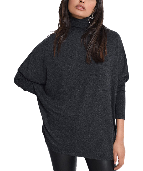 Milan Kiss Anthracite Turtleneck Top size L