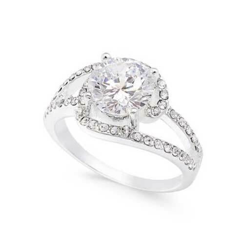 Charter Club Silver-Tone Crystal Twist Ring