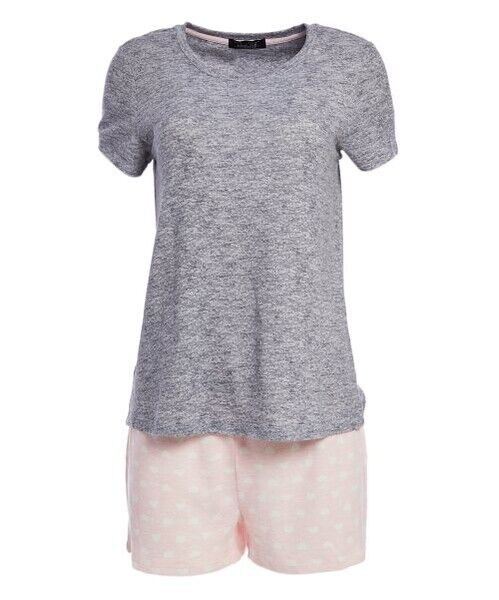 Rene Rofe Hearts Hacci Gray & Pink Pajama Set