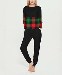 PixieLady Plaid Panel Sweatshirt & Black Joggers Lounge Set size XL