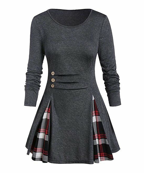 Camisa Plaid Pleat Top size 5XL