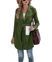 La Mode Green Shawl-Collar Belted Coat
