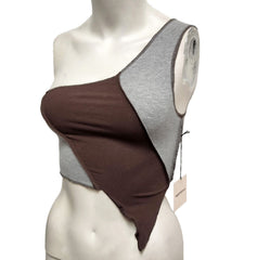 superdown Tatum One Shoulder Top in Brown & Grey - size S - Modified