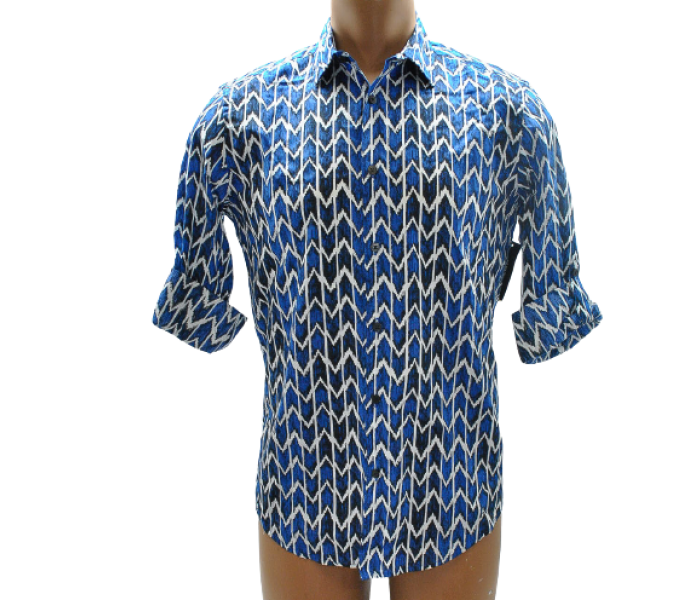 Alfani Hyper Blue Zig Zag Pattern Shirt Large