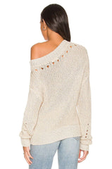 Tularosa Aria Off Shoulder Pointelle Sweater in Blush Rose