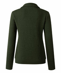 Yokodea Army Green Geometric Embossed Kangaroo-Pocket Pullover