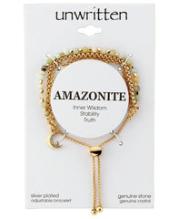 Unwritten Stone & Crystal Moon Bolo Bracelet in Gold-Plated Brass
