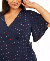 Charter Club Plus Size Blue Printed Crossover Top size 0X