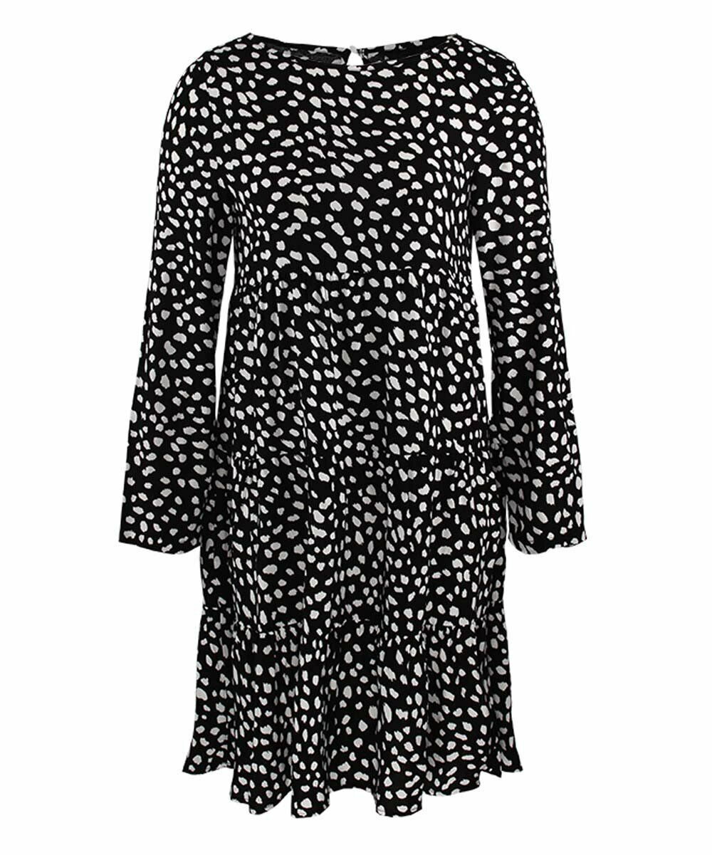 Gaovot B&W Dot Tiered Shift Dress size M