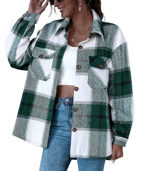Sucrefas Green Plaid Pocket Button-Up