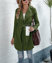 La Mode Green Shawl-Collar Belted Coat