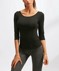 Nicole G Scoop Neck Crisscross Black Tee size M