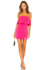 superdown Catalina Ruffle Tube Mini Dress in Hot Pink - size XXS - Modified