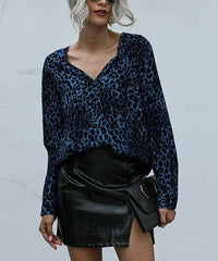 Leopard Chiffon V-Neck Top size XXL