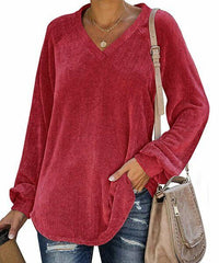 Corduroy V-Neck Top size XL