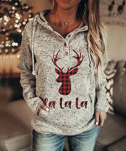 Gray & Red 'Fa La La' Hoodie size XL