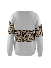 Supreme Fashion White Leopard Block V-Neck Sweater