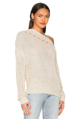 Tularosa Aria Off Shoulder Pointelle Sweater in Blush Rose