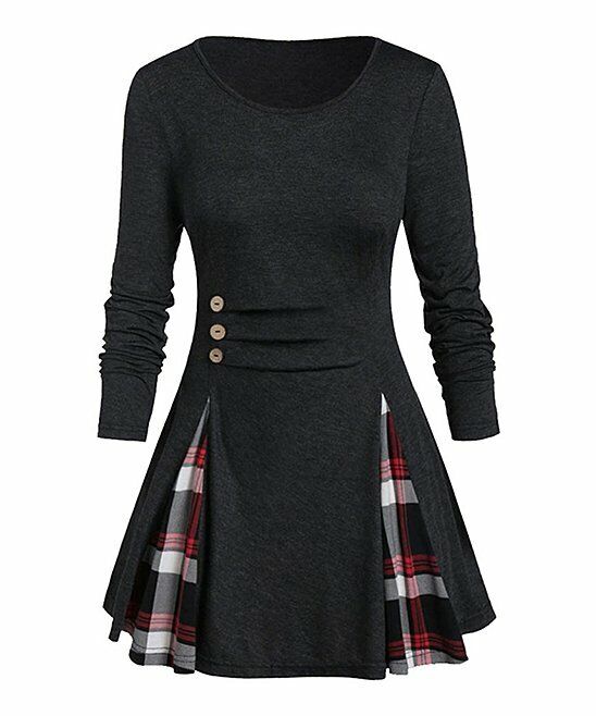 Camisa Plaid Pleat Top size 5XL