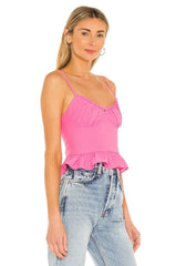 superdown Cadence Ruffle Cami Top in Hot Pink - size XL - Modified
