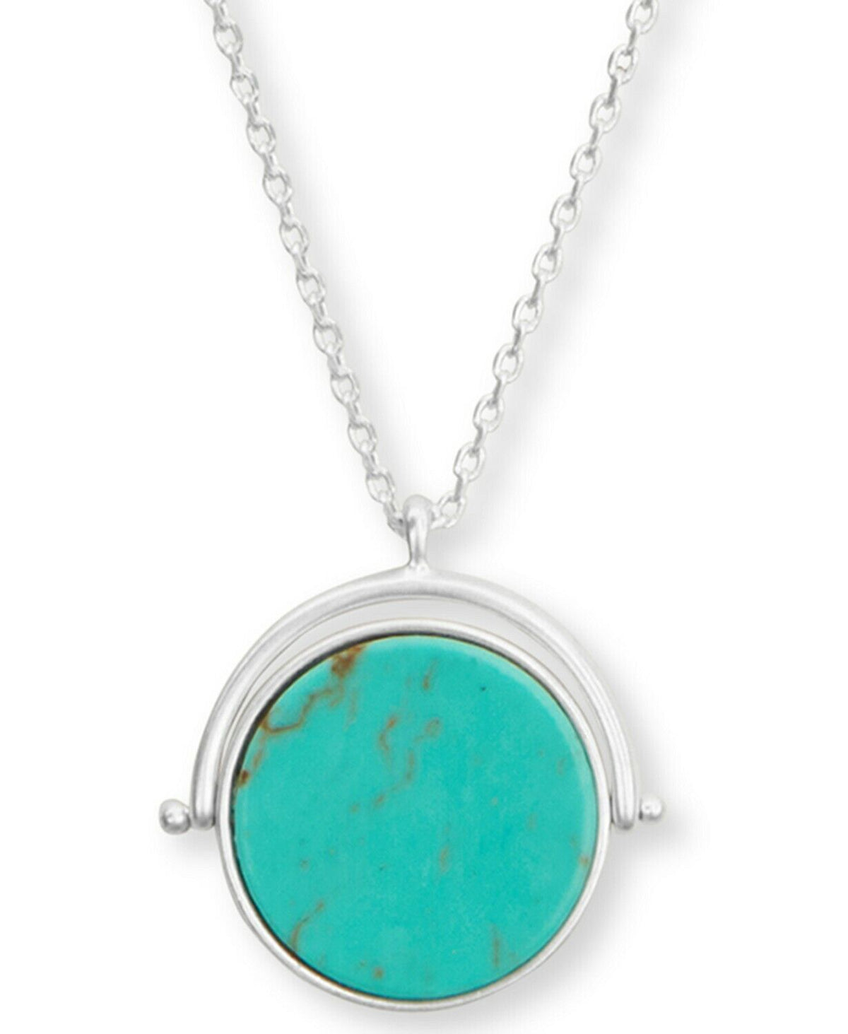 Lucky Brand Silver-Tone Stone Flip-Charm Pendant Necklace