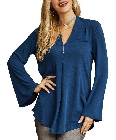 Suzanne Betro Pleated V-Neck Tunic size L