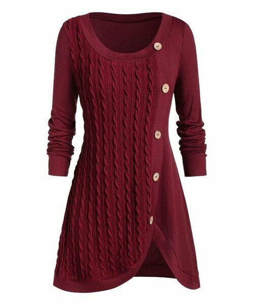Cable-Knit Button-Accent Tulip Tunic size XL