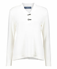 Karen Scott White Hardware Henley Sweater