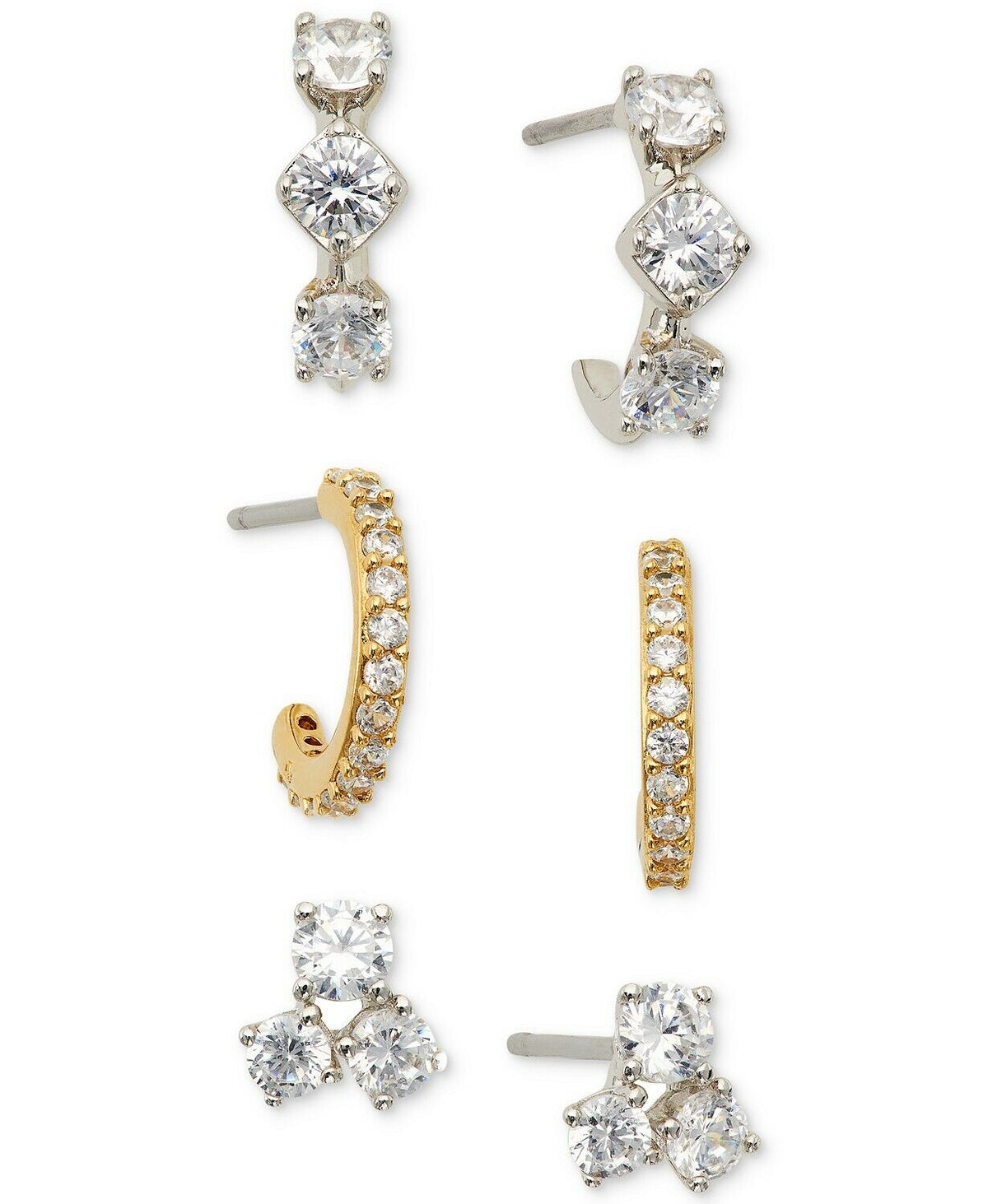 Eliot Danori Two-Tone 3-Pc. Set of Cubic Zirconia Earrings