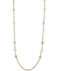 DKNY Tri-Tone Crystal & Logo Disc 42" Necklace
