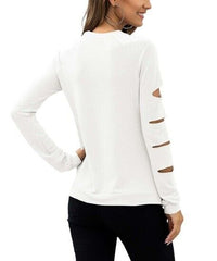 Chateau Amour White Sleeve-Cutout Sweatshirt