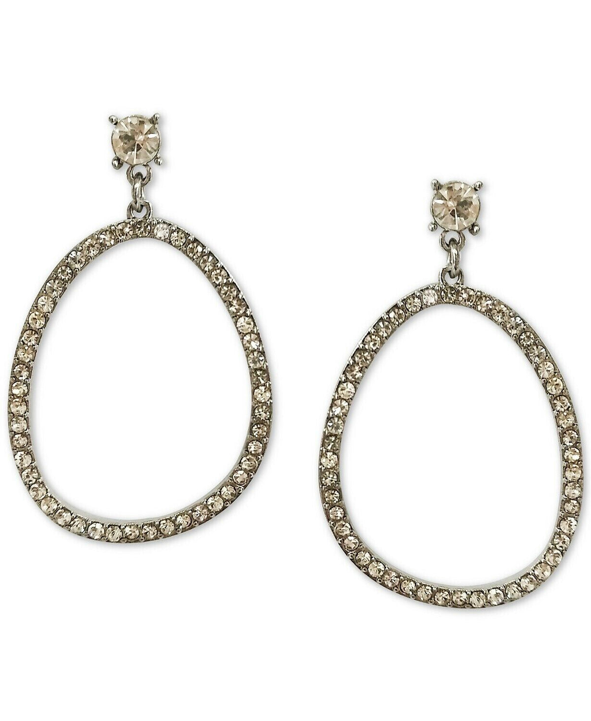 INC International Concepts Silver-Tone Crystal Open Drop Earrings