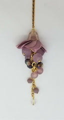 INC International Concepts Gold-Tone Purple Beaded Fabric Flower Necklace