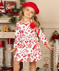 White & Red Candy Cane Fit & Flare Dress size 2T/3T