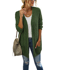 Supreme Fashion Green Pocket Open Cardigan
