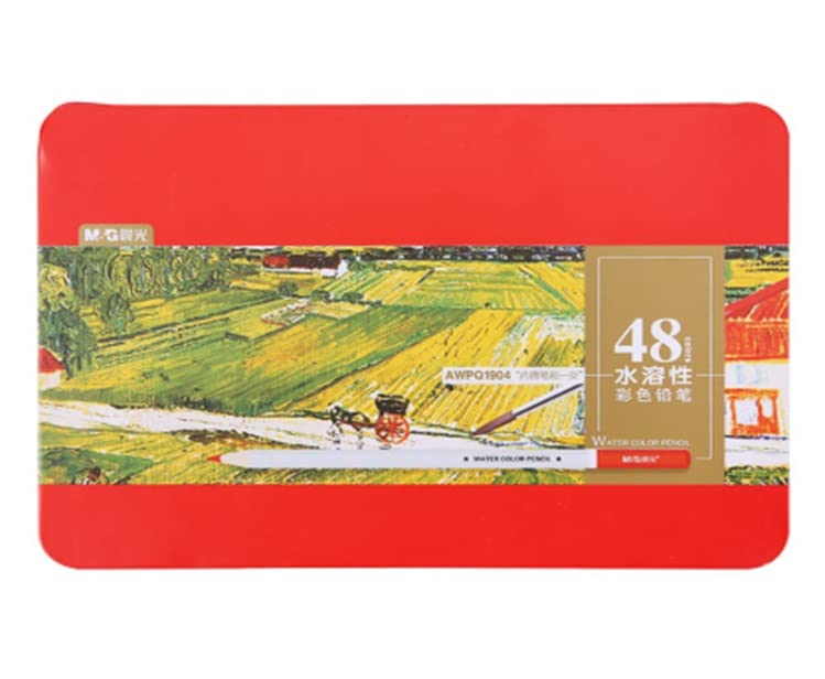 M&G Watercolor Hexagon Colored Pencil 48 colors Metal Box Package (1 per pack)