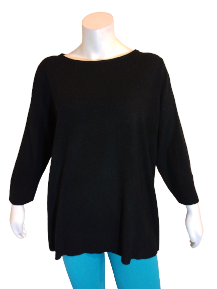 Karen Scott Luxsoft Black Basic Black Sweater