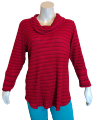 Style & Co. Woman Ton Stripe Red Stripe Sweater