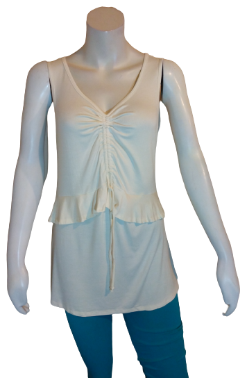 42pops Cream Ruched Tee 95% Rayon, 5% Spandex