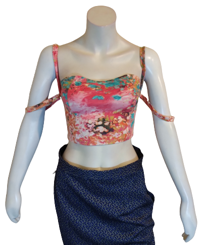 Honey Punch Coral/Aqua Bralette S