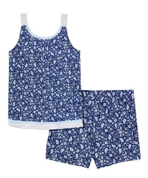 René Rofé Blue Paisley Tuck Me In Short Pajama Set