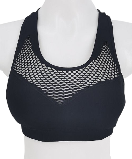 Think of Me Black Mesh-Contrast Sports Bra