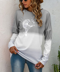 Baisico Gray & White Dandelion Color Block Top