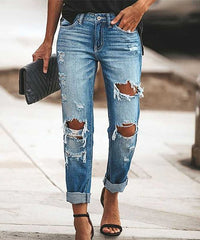 BÃ¡sico Blue Pocket Distressed Women Jeans M