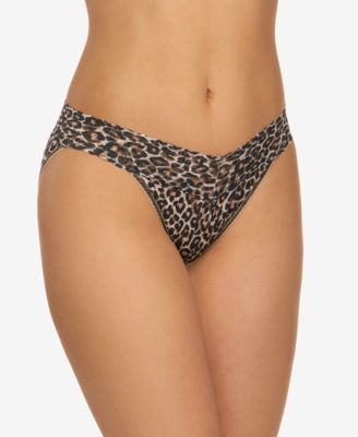 Hanky Panky Womens Leopard-Print Lace V-Kini Panty Brown Black